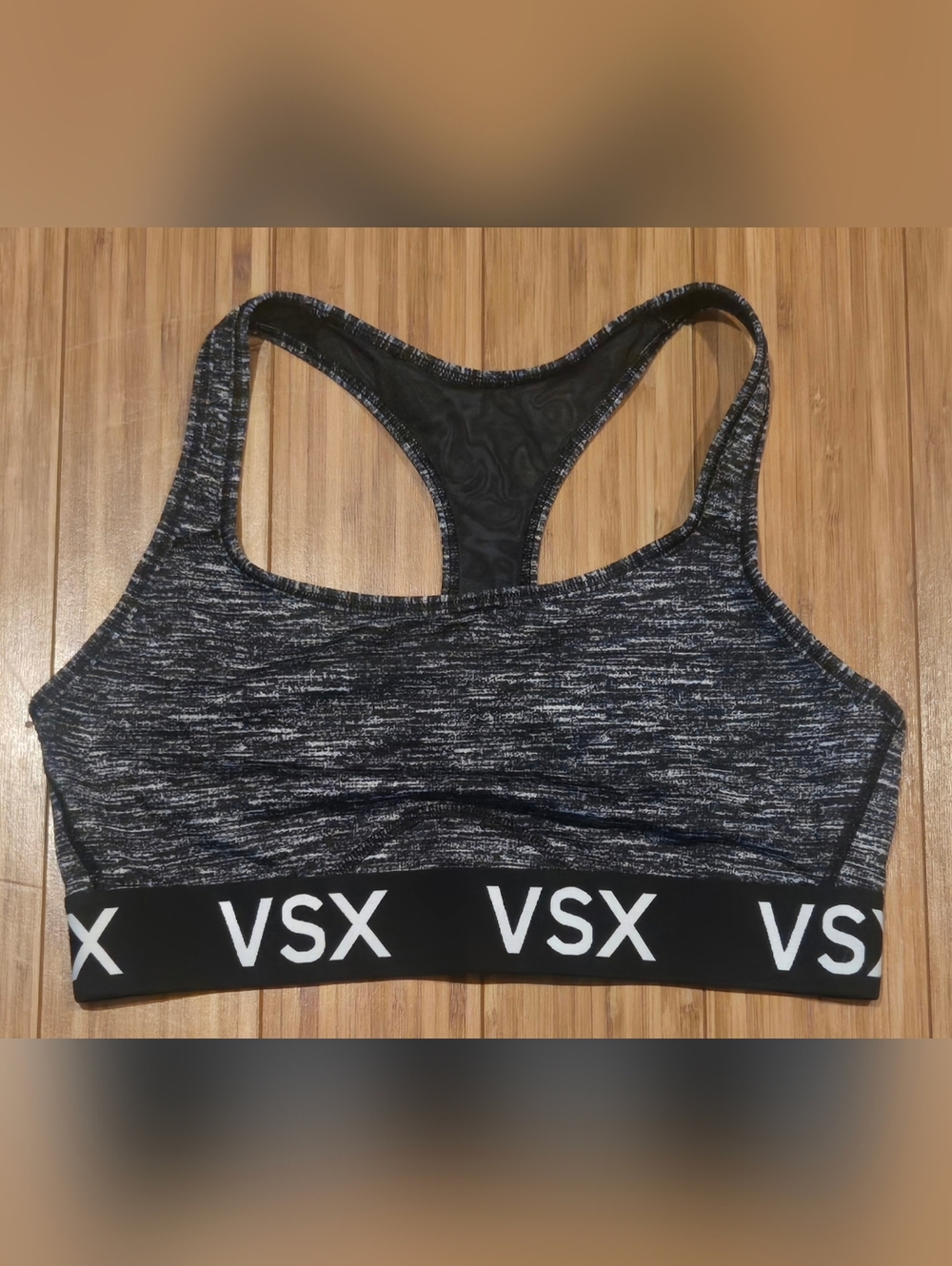 Victoria's Secret VSX Black & Gray Space-Dye Racerback Youth Sports Bra